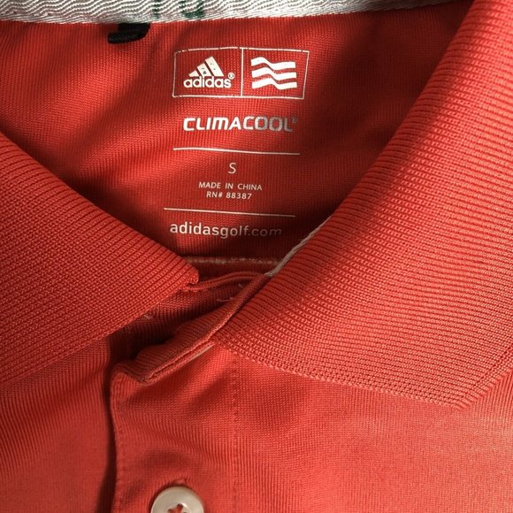 Adidas Polo Shirt Mens Small Pink Short Sleeve Golf Climacool Polyester J106 - Picture 5 of 5
